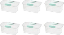 6 Pack Stackable Storage Bin with Latch Lid, Medium Nesting ShowOffs