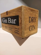 Vintage Style GIN BAR Wooden Boxes Crates Storage Handle Medium