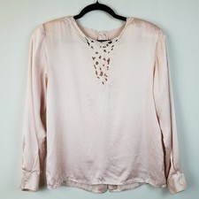 Christian Dior Silk Blouse 8 Cutwork Lace Neck Shell Pink Ethereal Fairy Boho