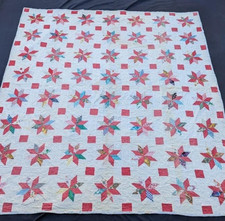 Vintage Beautiful Quilt Different Pieces Hand Woven size 80x72 inches