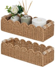 Bathroom Basket Organizer, Toilet Tank Paper Storage Baskets 2-Pack, Scallope...