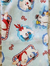 Set/2 Complete Cotton Pillowcases Handmade Frosty and Santa Peppermint Frames