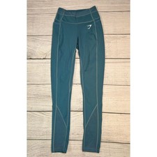 Gymshark Fit Seamless Leggings Size XS Teal Blue - Mesh Panels  Pockets
