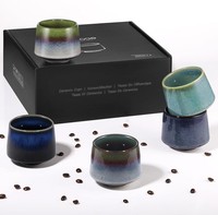 Cappuccino Tassen Set 5Er Dickwandig Steingut 210Ml Handgefertigt 5 StüCk