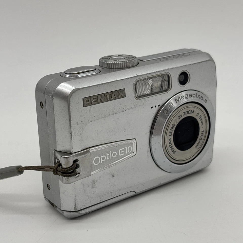 Pentax Optio E10 6.0MP Digital Camera w/ Case - Silver Parts/Repair READ - Image 3 of 4