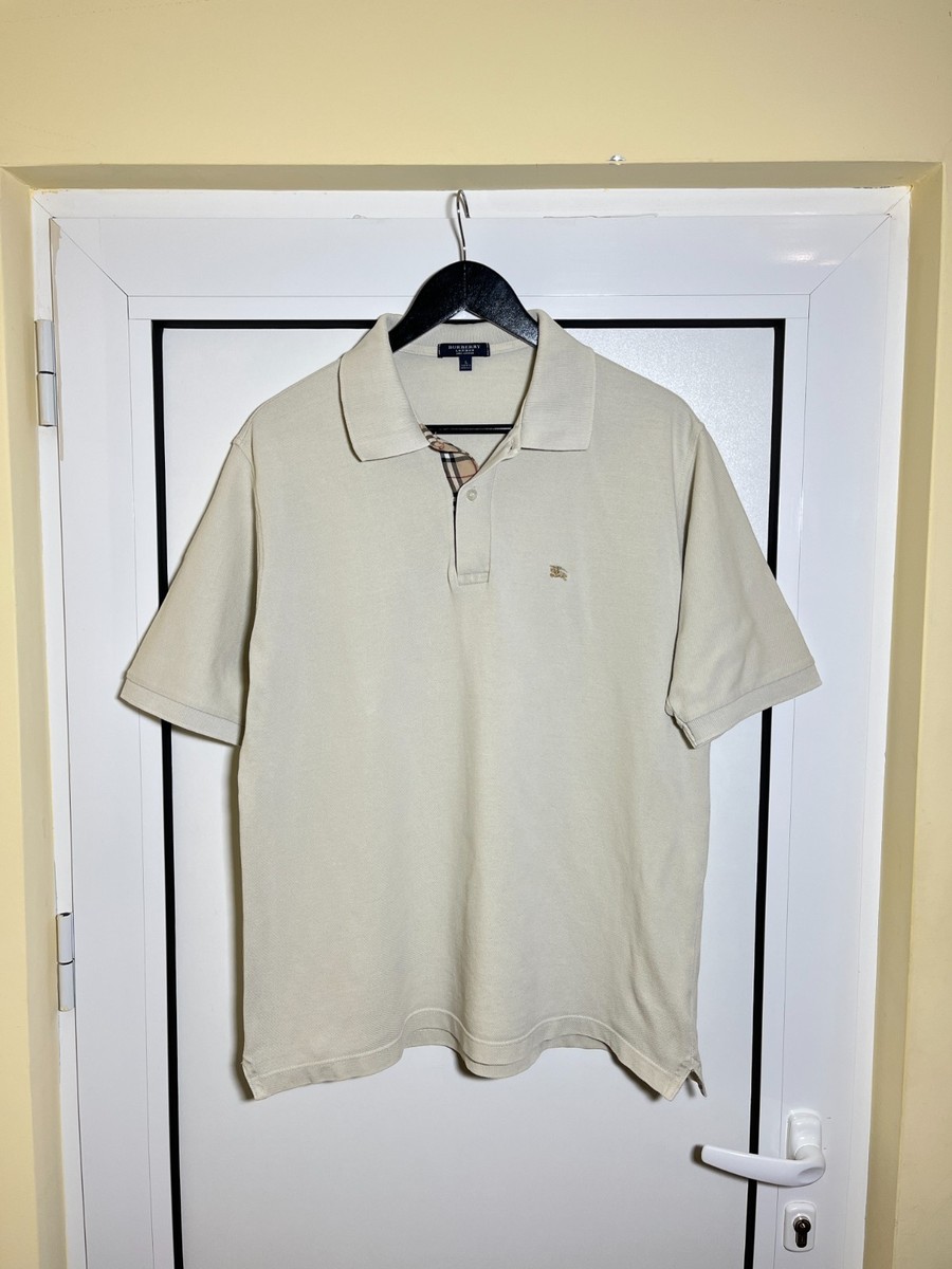 Vintage Burberry London Made in England Beige Polo Shirt Men