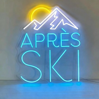 Apres Ski Neon Sign for Wall Decor 20 inch LED Ski Party Bar Light Up Signs