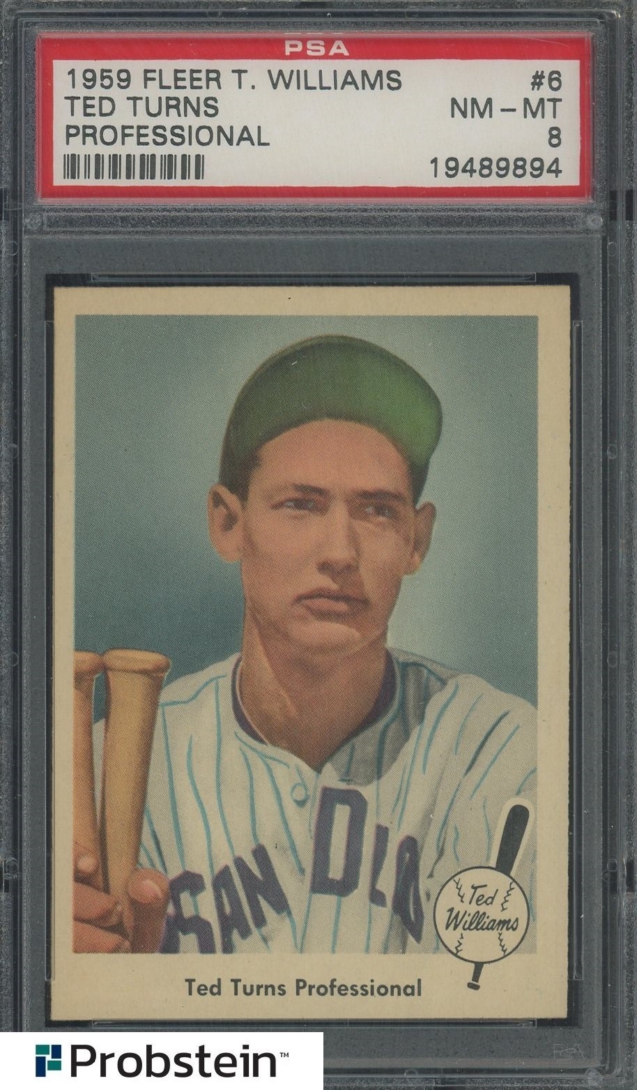 1959 Fleer Ted Williams #6 Ted Turns Professional PSA 8 view 1