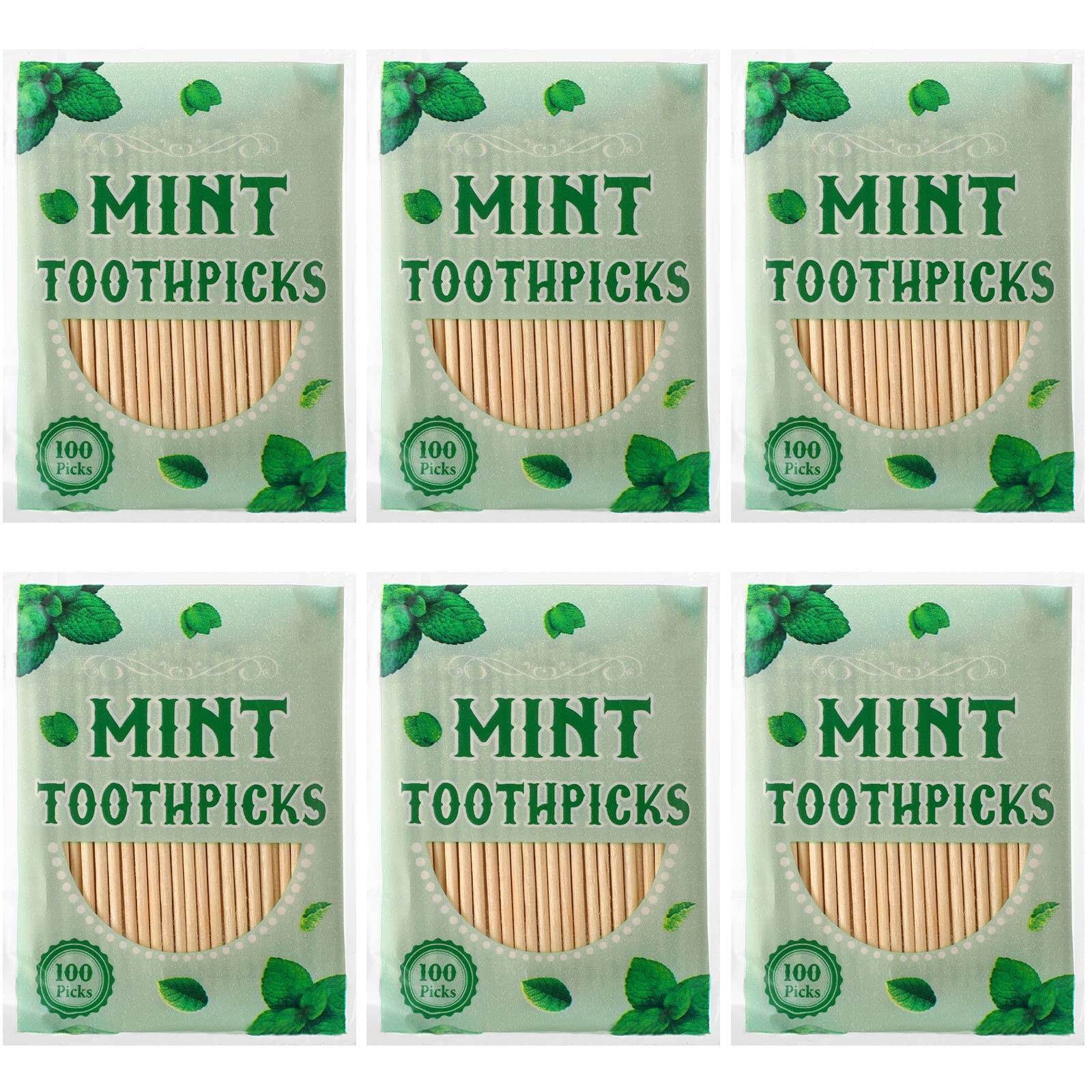 Nuenen 600 Pcs Mint Flavor Toothpicks Bulk Natural Wood Cinnamon