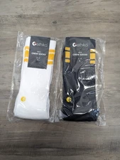 Ethika Men's Large (9-12) Crew Socks 2 Pairs Blk Yellow White Yellow 