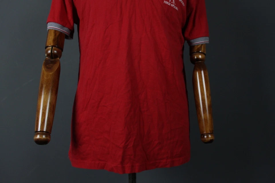 Camisa Polo Popover Informal Manga Corta Cuello Algodón Rojo Aeronautica M Talla XL Foto 3 de 4