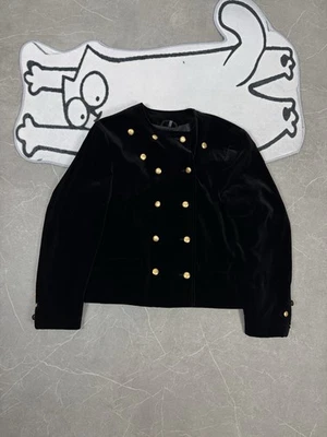 Vintage Velours Napoleon Jacket Black Size L 80s - Bild 1 von 4