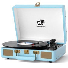 Blue Portable Suitcase Vinyl Record Player Bluetooth with Built-in Speakers, ...