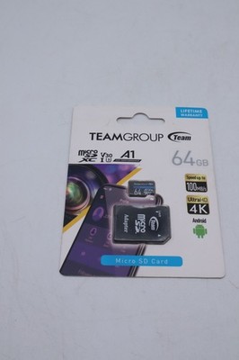 Team Group 64GB Elite microSDXC UHS-I U3, V30, A1, 4K UHD Micro SD Card with SD 