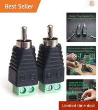 RCA Audio Adapter, Solderless Male Plug to Speaker Wire, 2-Pack - Easy Install