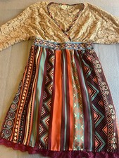 Flying Tomato Women's Multicolor Geometric Long Sleeve Dress Size Medium Boho