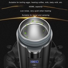 Electric Heated Travel Mug 450ml Smart Temperature Control Low Noise Black Smart