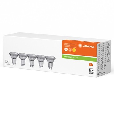 5 x Ledvance LED Glas Reflektoren 4,3W = 50W GU10 350lm warmweiß 2700K 36° Licht