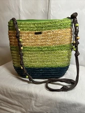 Sun N’ Sand 90’s Vintage Crossbody Straw Beaded Bag V155