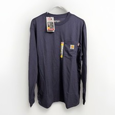 Carhartt Men  s NWT FR Force Long Sleeve Shirt Size Medium Navy Loose Fit CAT 2
