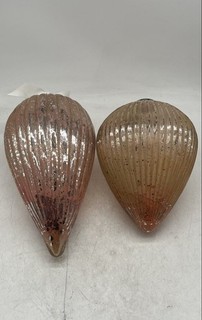 Mercury Glass Huge Pink Champagne Christmas Ornaments Set 18" And 9"