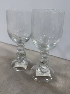 2 Vintage Walt Disney Winnie The Pooh Wine Goblets 8 oz. Glasses Rare
