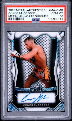 2025 Leaf Metal Authentics Conor McGregor Autograph White Shimmer Auto /7 PSA 10