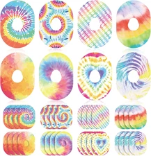 32 Pack Adhesive Patches Compatible with Dexcom G7, Cgm Patches Tie Dye Color...