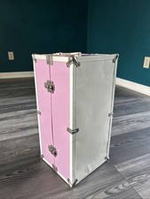 VINTAGE PURPLE AND WHITE STEAMER METAL DOLL TRUNK CARRYING CASE FITS DOLLS