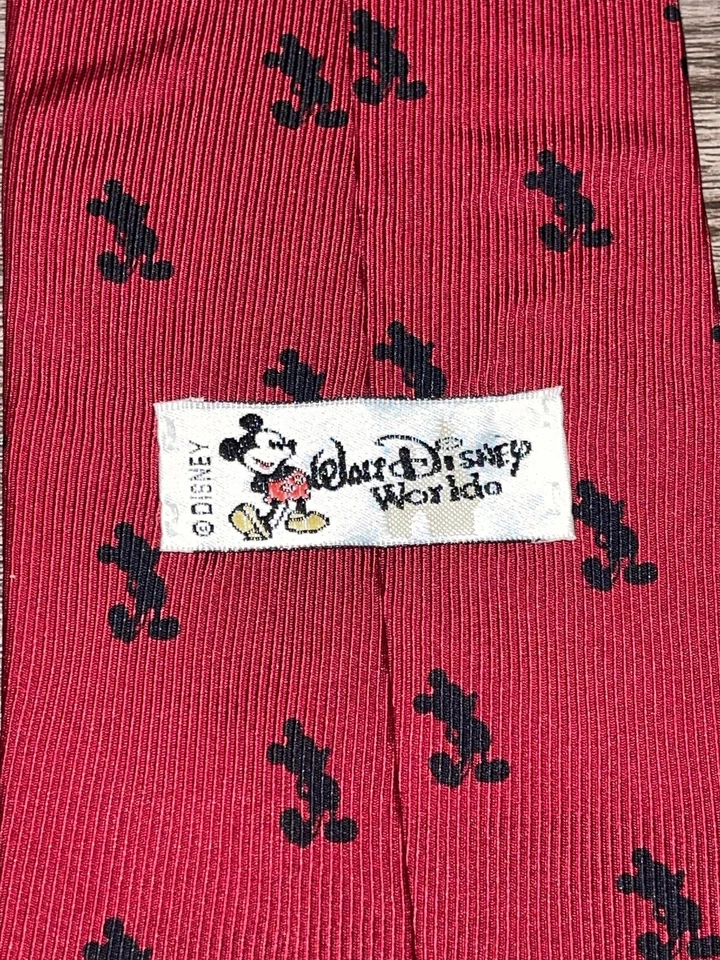 Corbata Disney Mickey Mouse para hombre talla única roja 100 % seda Walt Disney World Foto 3 de 4