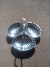 Shelton Ware Inc Ribbed Shell Tidbit Tray Handle Serving Dish Platter Vtg MCM