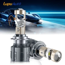 2Pcs H7 LED Headlight Bulbs Kit Bi-LED Projector Lens Hi/Lo Beam 6500K White LHD