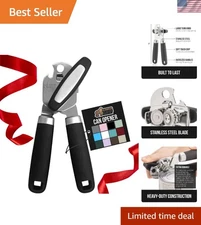 Stainless Steel Can Opener: Large Knob, Smooth Cuts and Soft Touch Grip