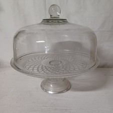 Vintage Anchor Hocking Wexford Pedestal Cake Stand With Dome Top 12.5" H 11.75"