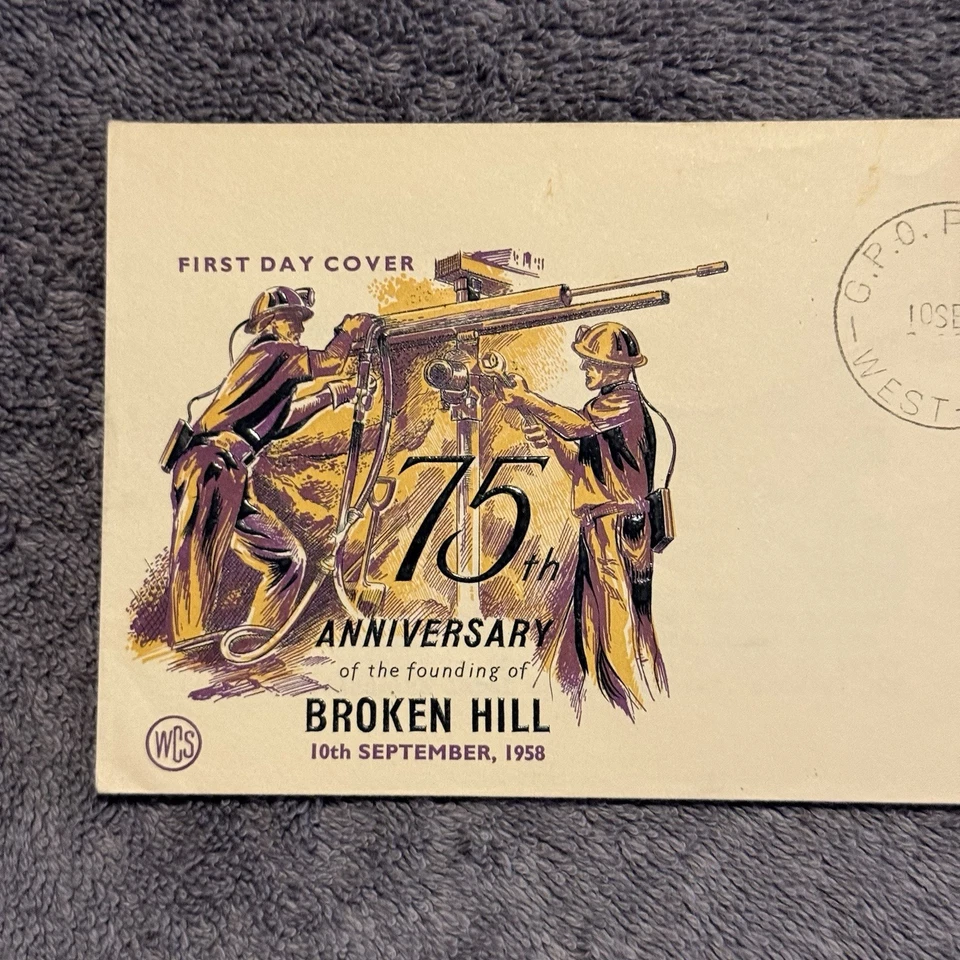1958 Austrália Broken Hill 75º Aniversário FDC 4d Marrom Mineração Cachet Perth Lata - Imagem 2 de 4