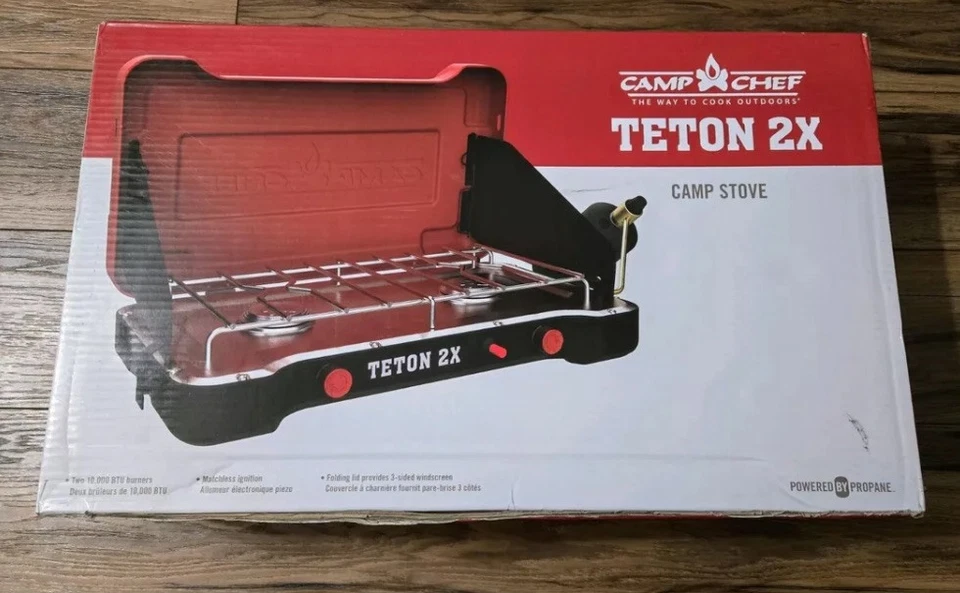 Camp Chef TETON 2X Dos Quemadores 10.000 BTU Estufa de Campamento Portátil NUEVO Foto 3 de 4