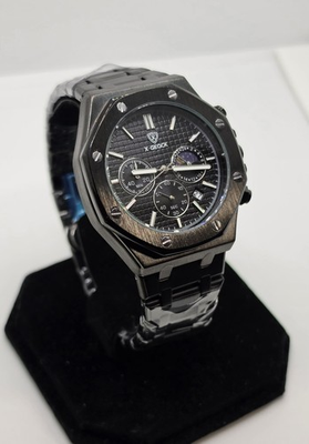 #ad #ad X GEOCK Men’s Quartz Chronograph Date 45.8mm Octagon Black Dial Bracelet $39.99