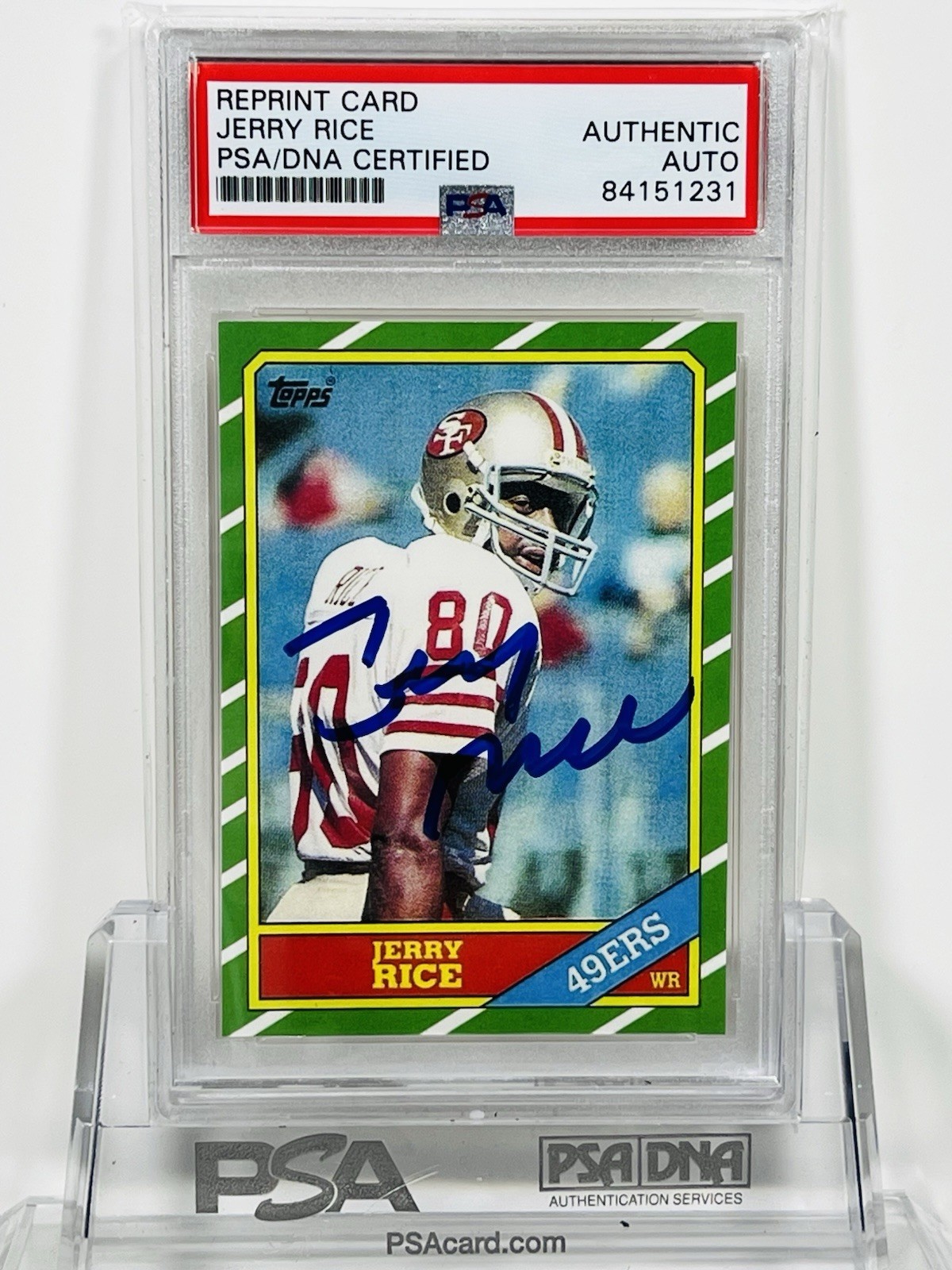 1986 Topps Reprint Jerry Rice RC Signed PSA/DNA Certified Autograph #161 49ers