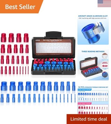 Precision Thread Identification Kit - 52PCS Standard & Metric Gauges Included