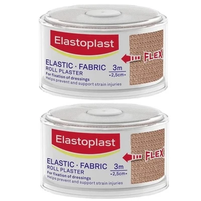 Elastoplast Elastic Fabric Strapping Roll Plaster 2.5cmx3m -Pack-2