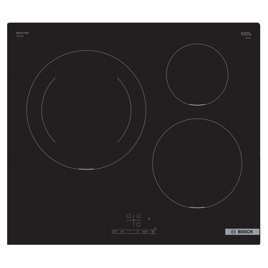 Plaque induction Bosch 3 feux 60cm avec grand foyer 28cm TouchSelect