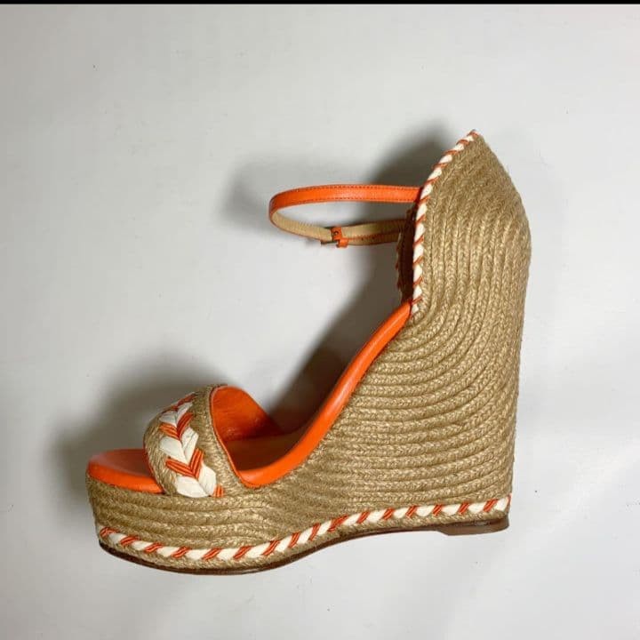 Gucci Espadrille Wedge Heel Sandals Orange Size 35 US About 5 For Women thumbnail 5