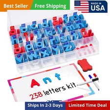 Classroom Magnetic Alphabet Letters Kit 238 Pcs with Double - Side Magnet Boa...
