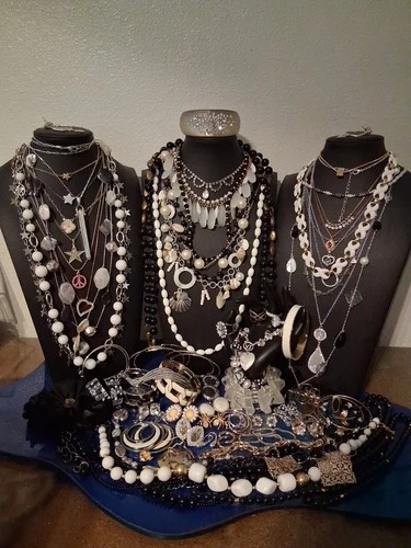 74+Pc Vtg-Now White Blk Spring Summer Some Sign Estate Costume Jewelry 4+# LT15