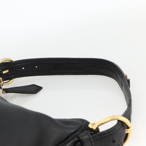 BURBERRY Shoulder Bag Leather Black Gold Auth 174317A - Afbeelding 8 van 24