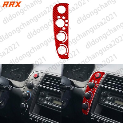 Red Carbon Fiber Central AC Climate Control Panel Cover For Honda Civic 1999-00