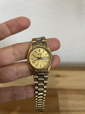 【ビンテージ】SEIKO時計 SEIKO Vintage 7N83-0041 Watch Women's Silver Gold Tone Day