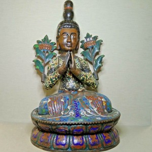 Tout Neuf Antique Chinese Cloisonne Bouddha 19th Century Vrai Coup Mahaseel Qa