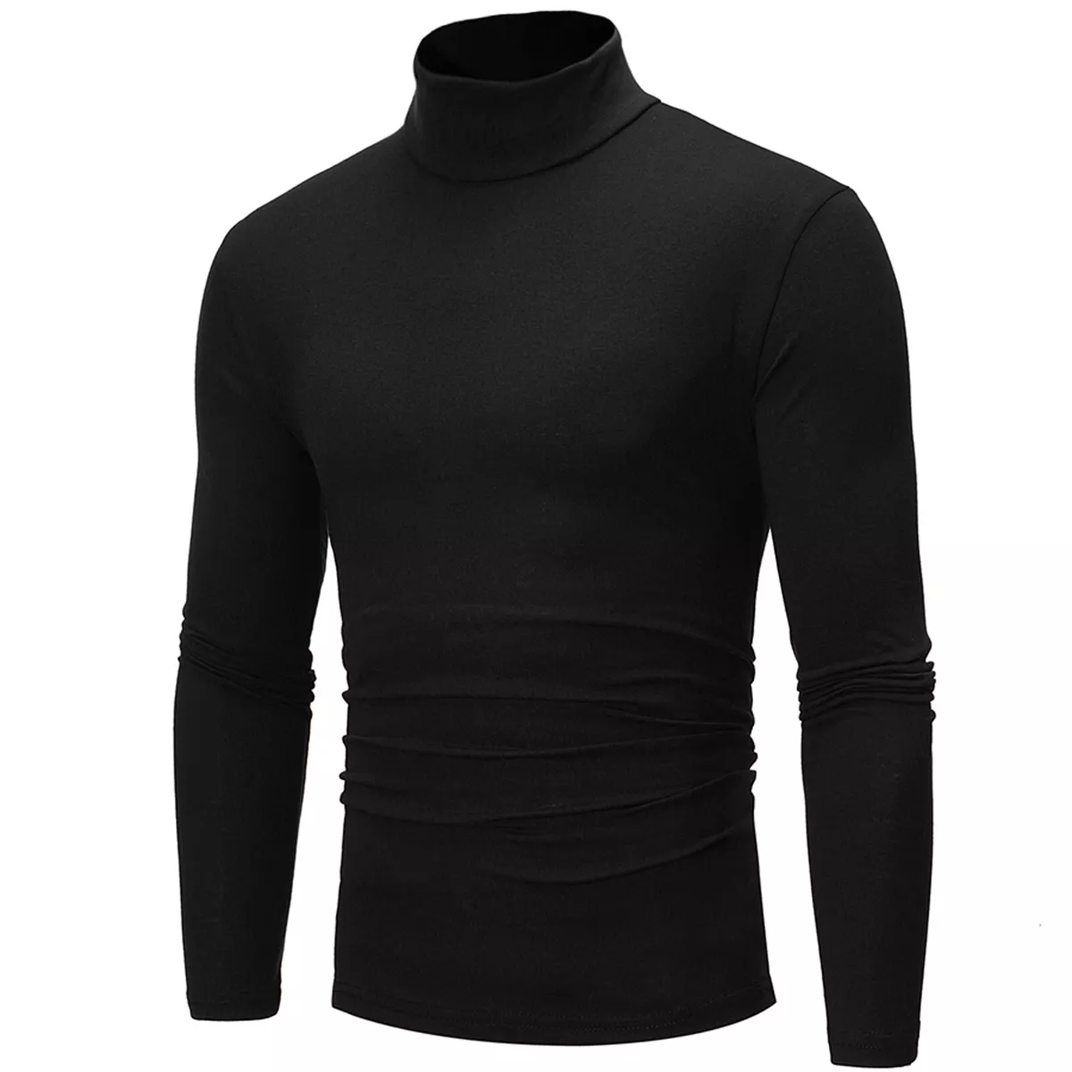 Men's Turtle Neck T-shirt Long Sleeve Blouse Casual Slim Fit