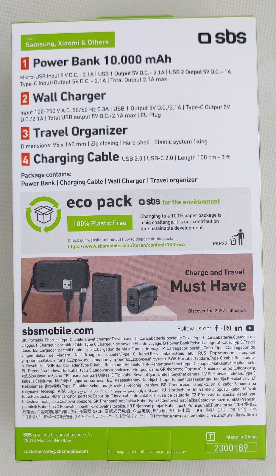 SBS Travel-Kit - Organizer Powerbank Netzteil USB-C Kabel online 